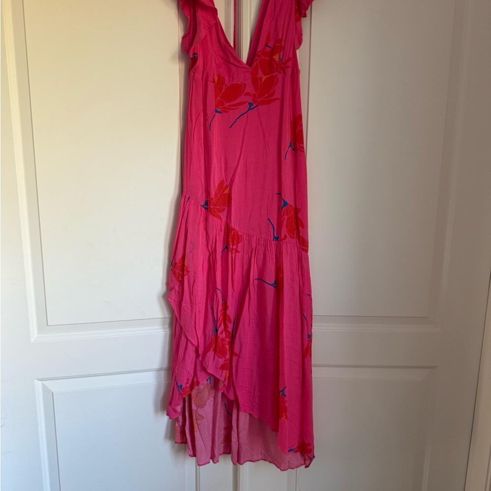 Chic Pink Floral High Low Dress